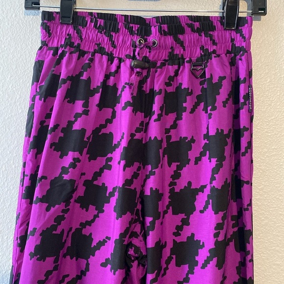 Obermeyer Womens 8 Purple Houndstooth Nylon Pull On I Lightweight Wind Ski Pants - Picture 2 of 7